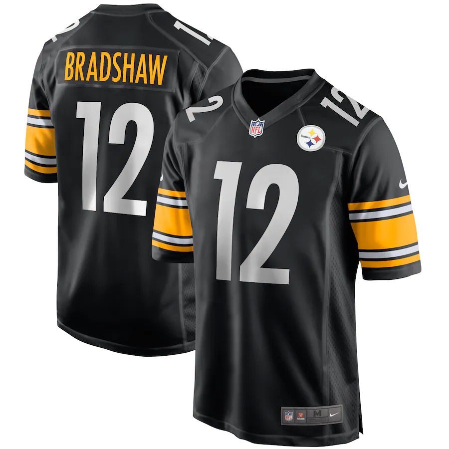 Men Pittsburgh Steelers #12 Terry Bradshaw Nike Black Game Retired Player NFL Jersey